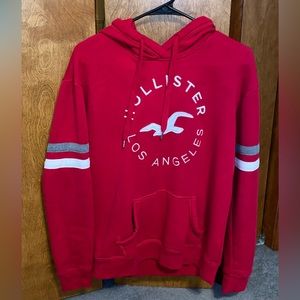 Hollister hoodie- red with white logo- women’s size small
